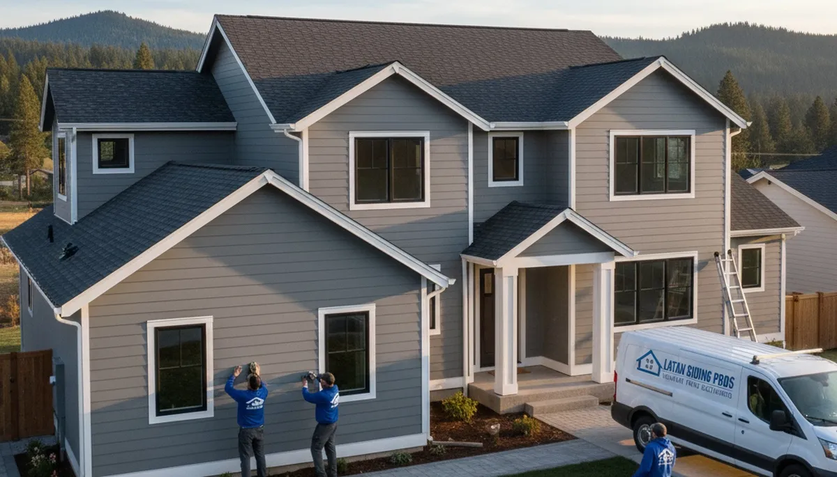 Vinyl siding installation on residential home exterior in Spokane, WA by local siding contractors