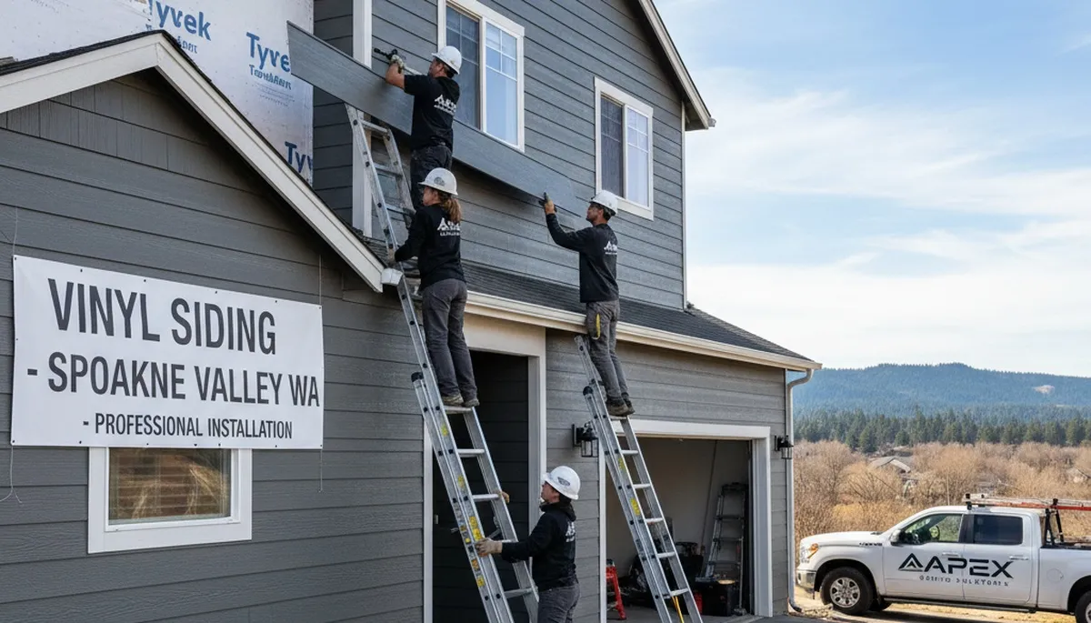 Professional vinyl siding installation on residential home in Spokane, WA
